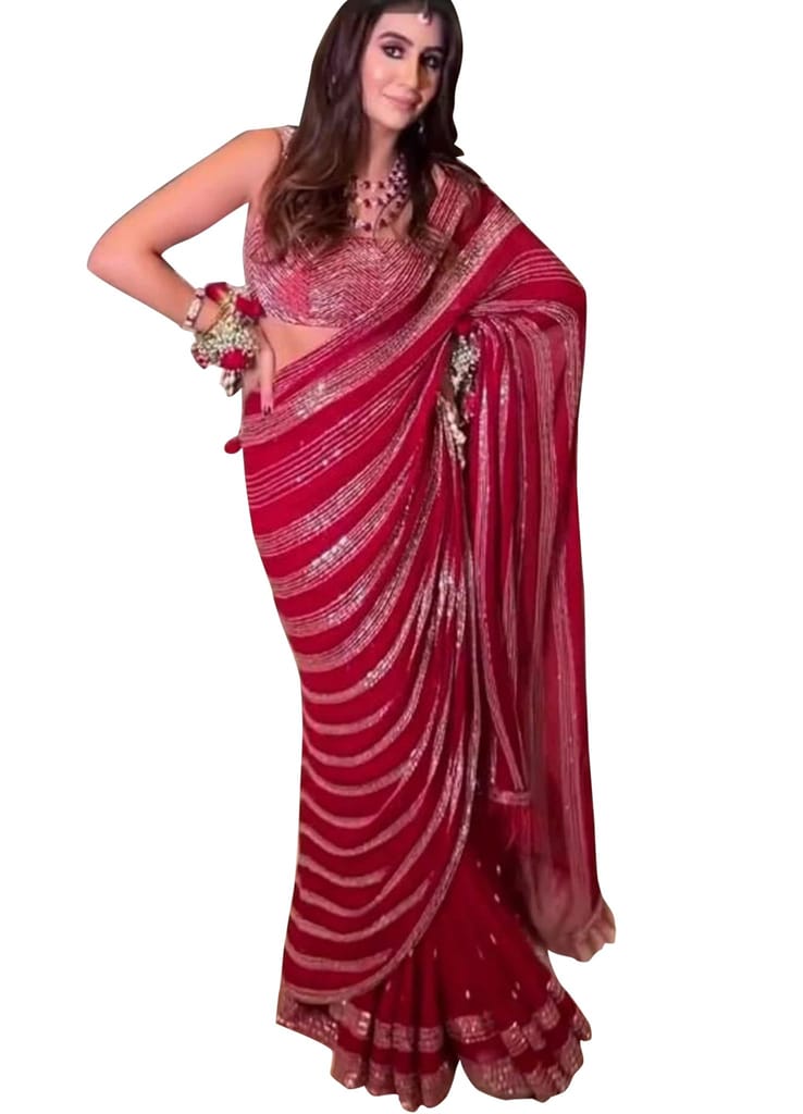 SHREE GANAPATI FASHION Women Premium Georgette Embroider Saree,Multi