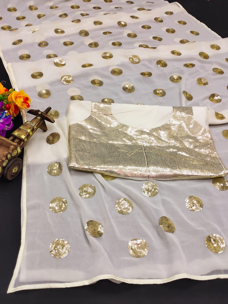 SHREE GANAPATI FASHION Georgette New Trend Premium Embroider Saree