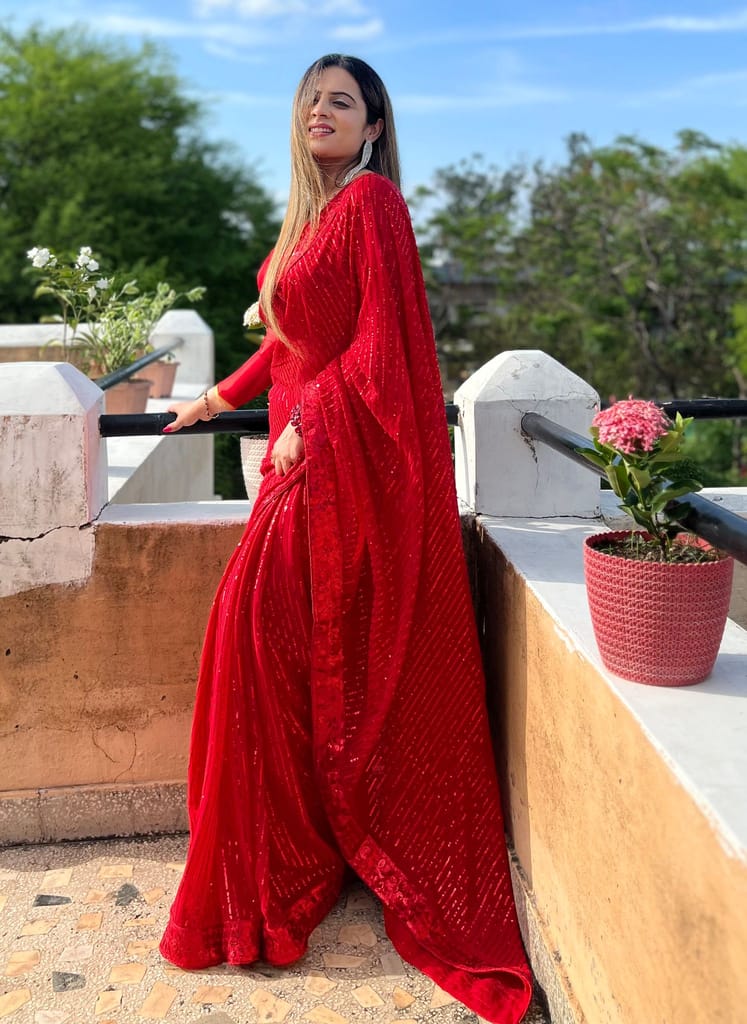 SHREE GANAPATI FASHION Georgette New Trend Premium Embroider Saree