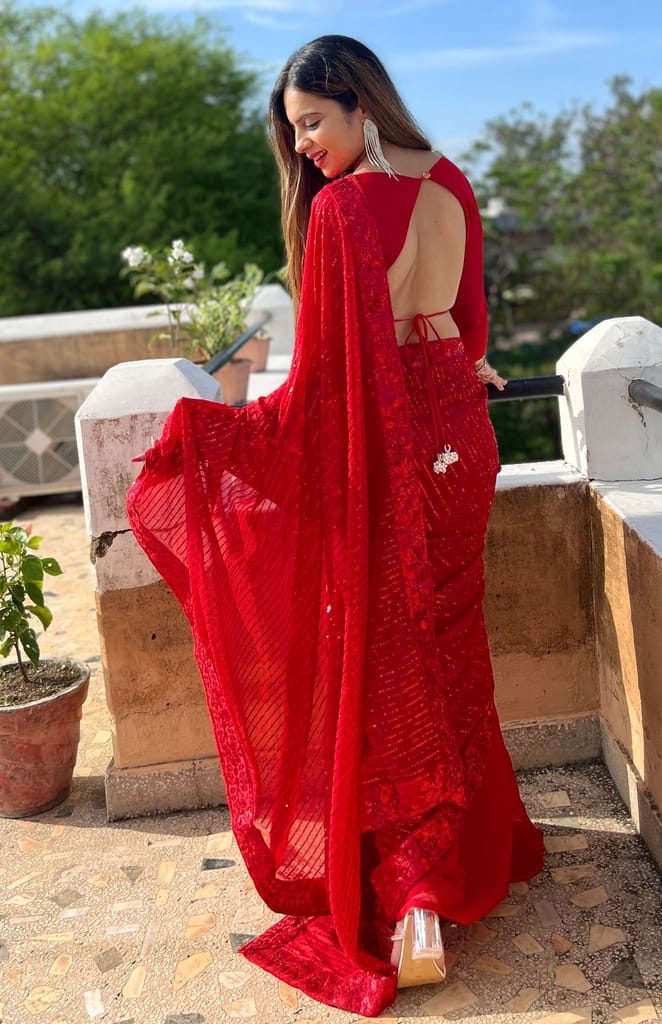 SHREE GANAPATI FASHION Georgette New Trend Premium Embroider Saree