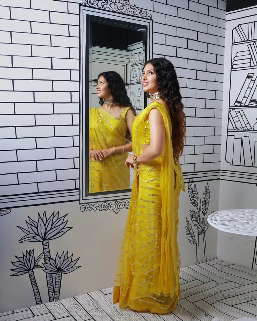 SHREE GANAPATI FASHION Premium Georgette Sequens Saree