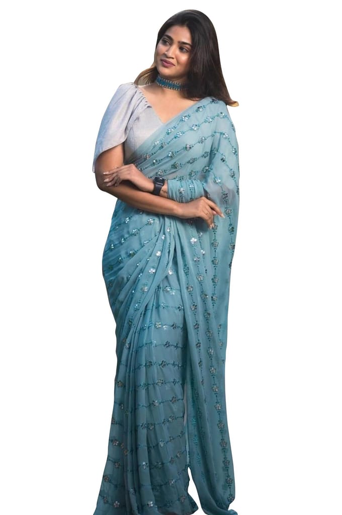 SHREE GANAPATI FASHION Premium Georgette Sequens Saree