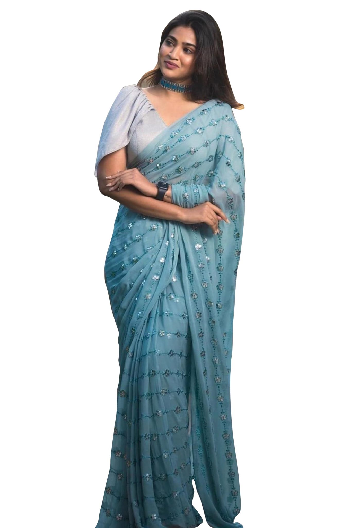 SHREE GANAPATI FASHION Premium Georgette Sequens Saree