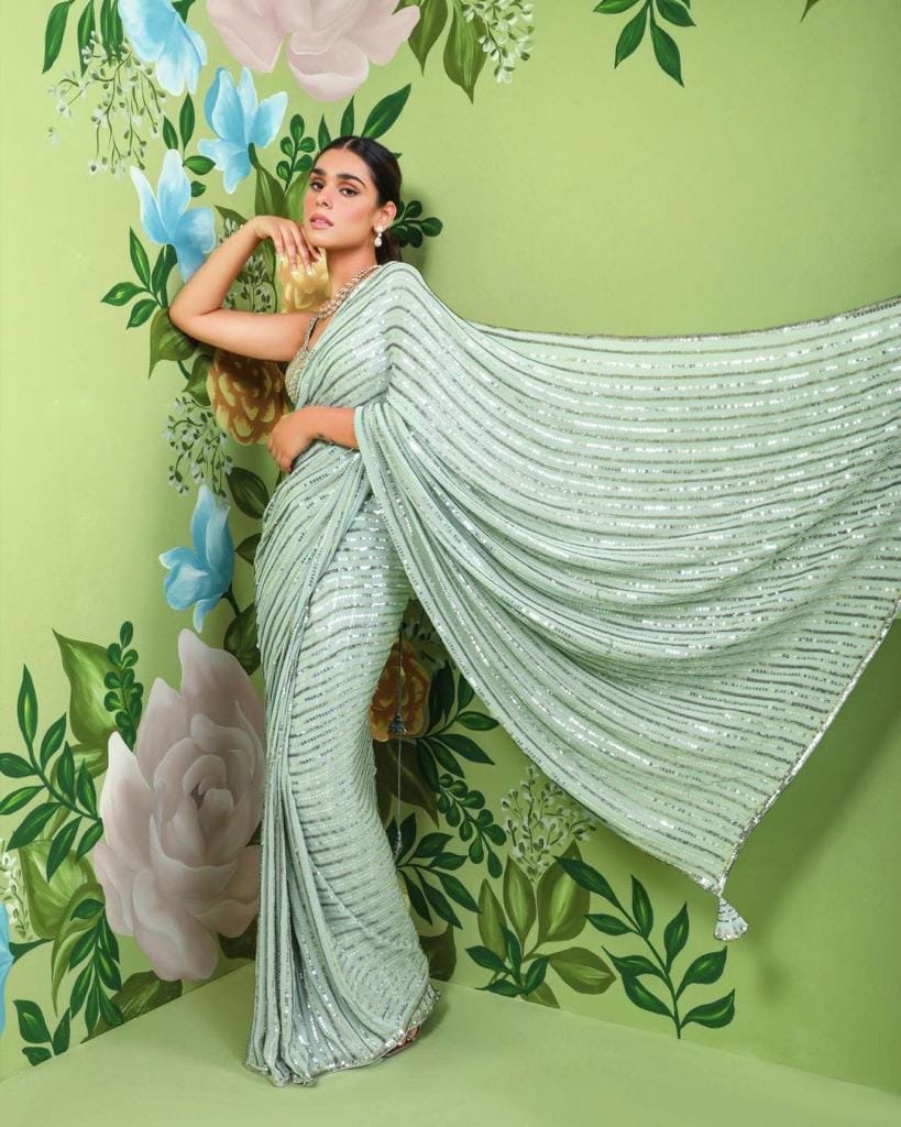 SHREE GANAPATI FASHION Premium Georgette Sequens Saree