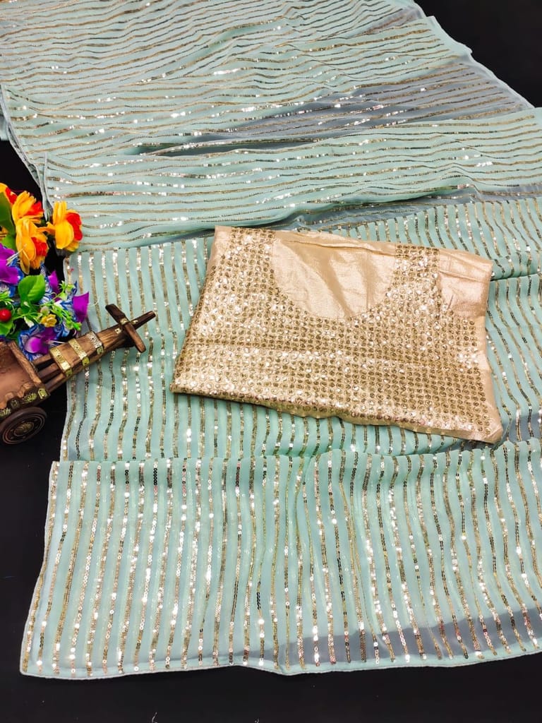 SHREE GANAPATI FASHION Premium Georgette Sequens Saree