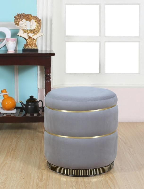 Shadowkart Pouffes Sitting Stool for Living Room, Make up Table Mudda Puffy Wooden Ottoman Stools, Pouffe Footstool for Home Decoration & Dressing Table, 16x16x18 Inch