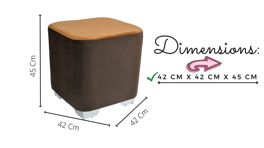 ShadowKart Sitting Stool Ottoman Pouffes for Living Room Sitting Bench Furniture Wooden Footrest Pouf Seat Puffy Foam Small Foot Stool for Office Home Decor, 16x16x18 Inch (Square, Coffee/Gold)