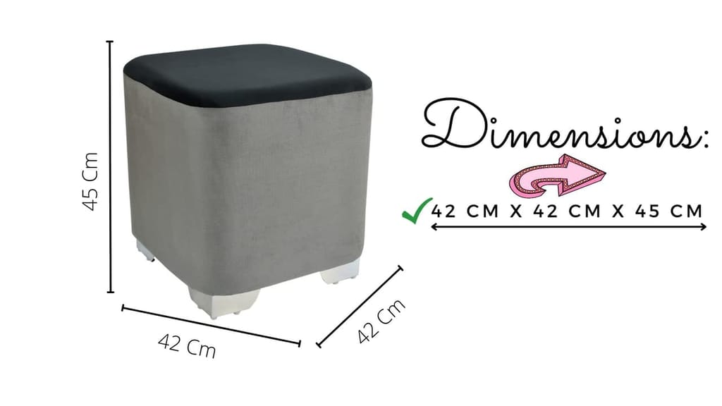 ShadowKart Sitting Stool Ottoman Pouffes for Living Room Sitting Bench Furniture Wooden Footrest Pouf Seat Puffy Foam Small Foot Stool for Office Home Decor, 16x16x18 Inch (Square, Grey/Black)