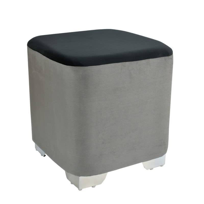 ShadowKart Sitting Stool Ottoman Pouffes for Living Room Sitting Bench Furniture Wooden Footrest Pouf Seat Puffy Foam Small Foot Stool for Office Home Decor, 16x16x18 Inch (Square, Grey/Black)