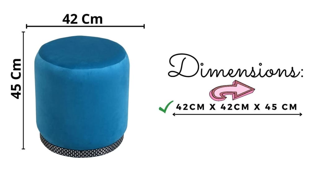 Rugsxerry Pouffes Sitting Stool for Living Room, Mudda Puffy Wooden Ottoman Stools, Pouffe Footstool, Pouf for Office Home Decoration & Dressing Table, 16x16x18 Inch, Aqua