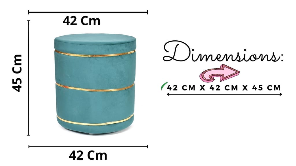 ShadowKart Pouffes Sitting Stool for Living Room, Wooden Mudda Ottoman Stools, Pouffe Footstool, Pouf for Office Home Decoration & Dressing Table, 16x16x18 Inch (Seagreen)