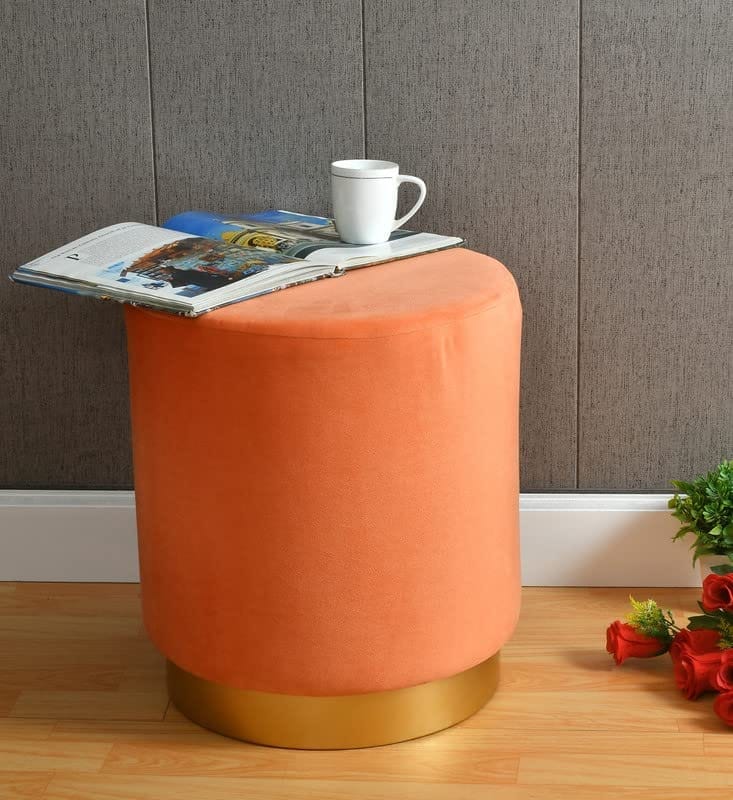 ShadowKart Sitting Stool Ottoman Pouffes for Living Room Sitting Bench Furniture Wooden Footrest Pouf Seat Puffy Foam Small Foot Stool for Office Home Decor, 16x16x18 Inch