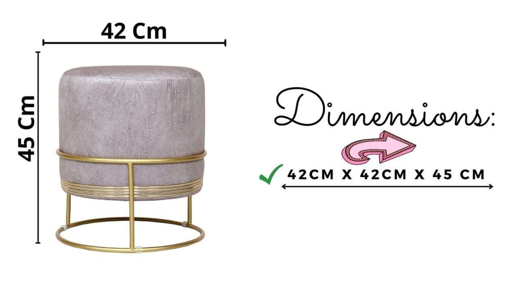 Shadowkart Ottoman Pouffes Sitting Mudda Puffies Stool for Living Room Pouf Dressing Table Puffy Footstool for Office or Home Decoration, Suede Fabric , Metal Ring Leg, 16x16x18 Inch