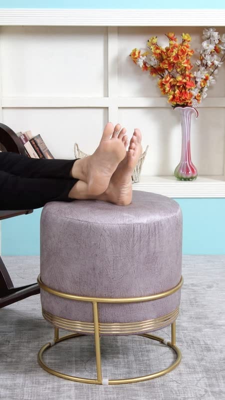 Shadowkart Ottoman Pouffes Sitting Mudda Puffies Stool for Living Room Pouf Dressing Table Puffy Footstool for Office or Home Decoration, Suede Fabric , Metal Ring Leg, 16x16x18 Inch