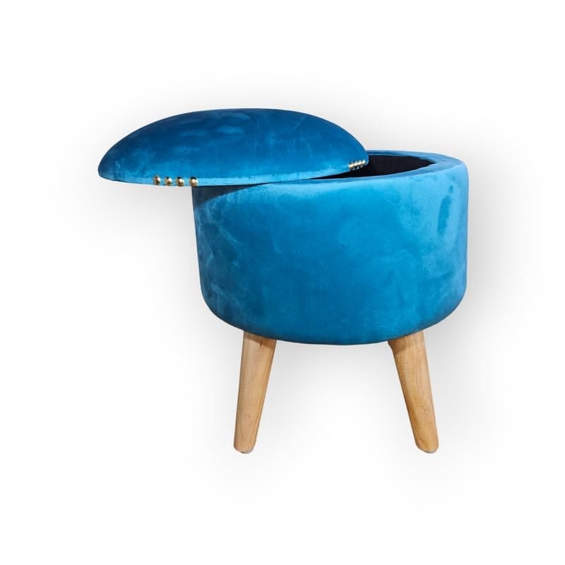 ShadowKart Pouffes Sitting Storage Stool for Living Room, Mudda Puffy Wooden Ottoman Storage Stools, Pouffe Footstool, Storage Basket Stool for Home Decoration, Dressing & Makeup Table, 16x16x18 Inch