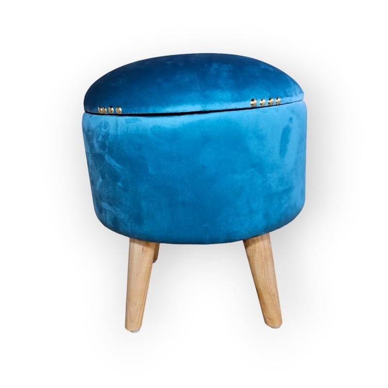 ShadowKart Pouffes Sitting Storage Stool for Living Room, Mudda Puffy Wooden Ottoman Storage Stools, Pouffe Footstool, Storage Basket Stool for Home Decoration, Dressing & Makeup Table, 16x16x18 Inch