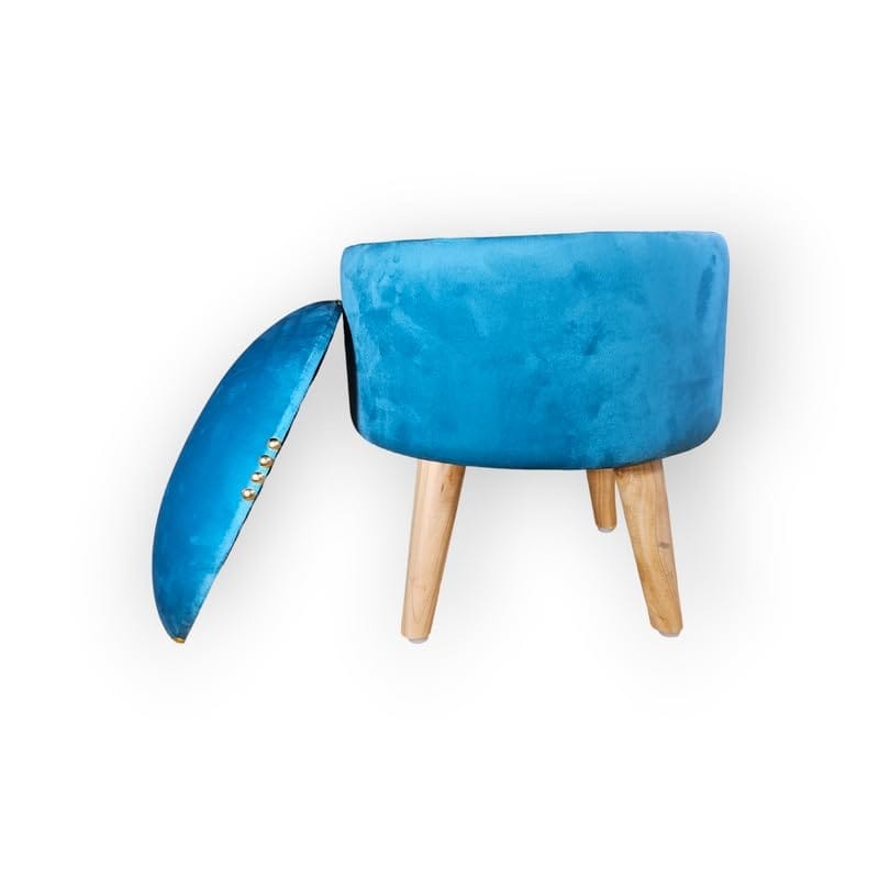 ShadowKart Pouffes Sitting Storage Stool for Living Room, Mudda Puffy Wooden Ottoman Storage Stools, Pouffe Footstool, Storage Basket Stool for Home Decoration, Dressing & Makeup Table, 16x16x18 Inch