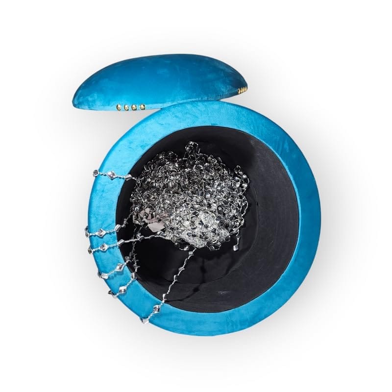 ShadowKart Pouffes Sitting Storage Stool for Living Room, Mudda Puffy Wooden Ottoman Storage Stools, Pouffe Footstool, Storage Basket Stool for Home Decoration, Dressing & Makeup Table, 16x16x18 Inch