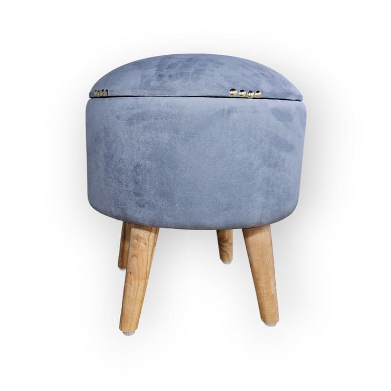 ShadowKart Pouffes Sitting Storage Stool for Living Room, Mudda Puffy Wooden Ottoman Storage Stools, Pouffe Footstool, Storage Basket Stool for Home Decoration, Dressing & Makeup Table, 16x16x18 Inch