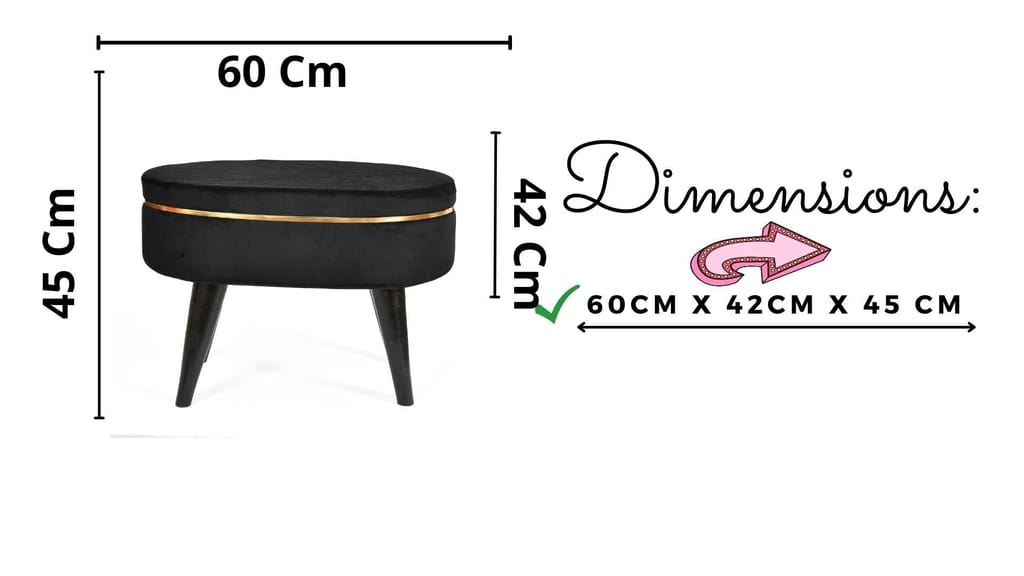 Shadowkart Pouffes Bench Sitting Stool for Living Room Patio Kitchen Bench Puffy Wooden Mudda Ottoman Stools Poof Footstool Pouf for Office Home Decor, 64x33x45 cm