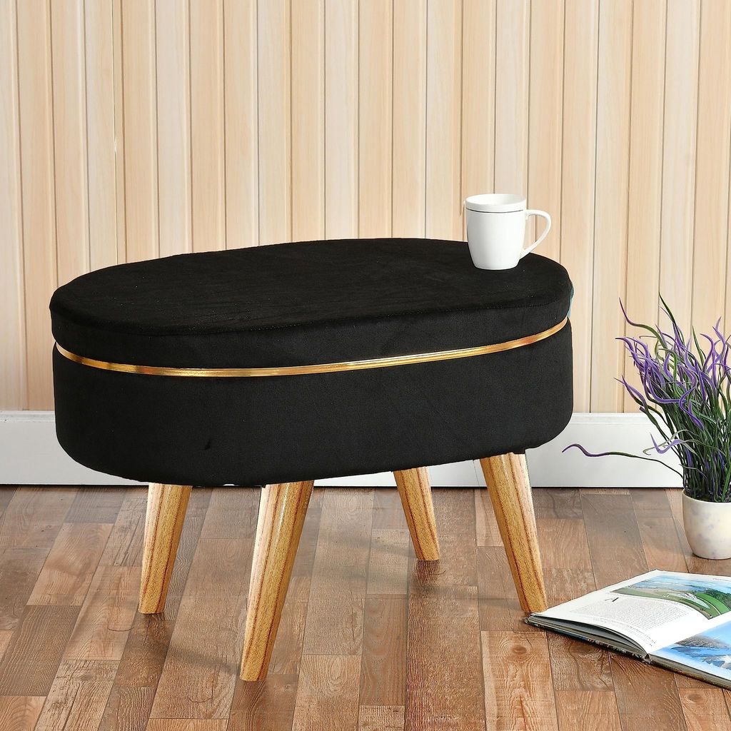 Shadowkart Pouffes Bench Sitting Stool for Living Room Patio Kitchen Bench Puffy Wooden Mudda Ottoman Stools Poof Footstool Pouf for Office Home Decor, 64x33x45 cm