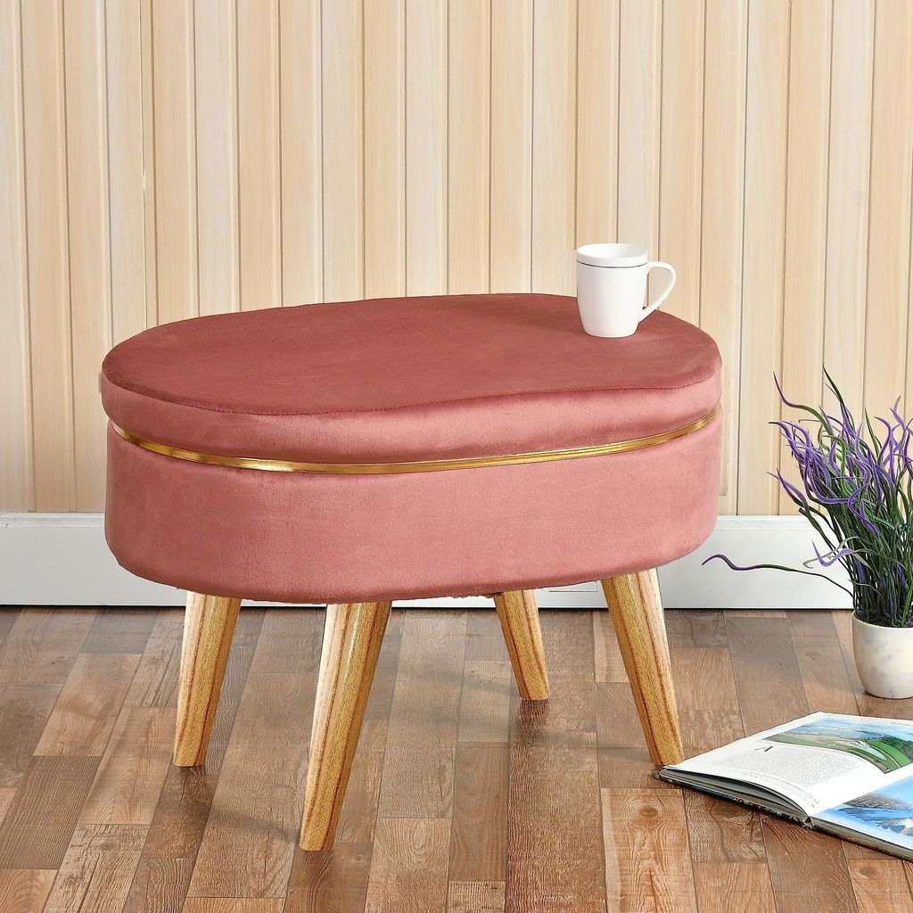 Shadowkart Pouffes Bench Sitting Stool for Living Room Patio Kitchen Bench Puffy Wooden Mudda Ottoman Stools Poof Footstool Pouf for Office Home Decor, 64x33x45 cm
