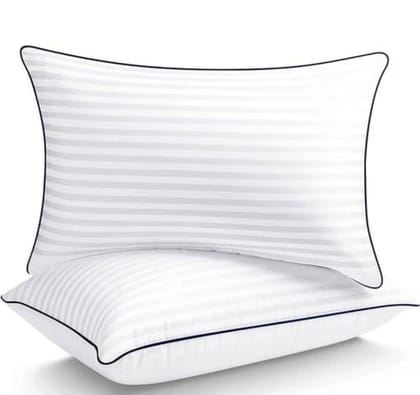 EASTTARDOMM Side dori strip pillow pack of two| White | Size – 16 x 26 Inches |
