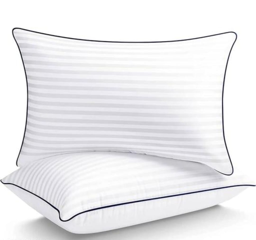 EASTTARDOMM Side dori strip pillow pack of two| White | Size – 16 x 26 Inches |