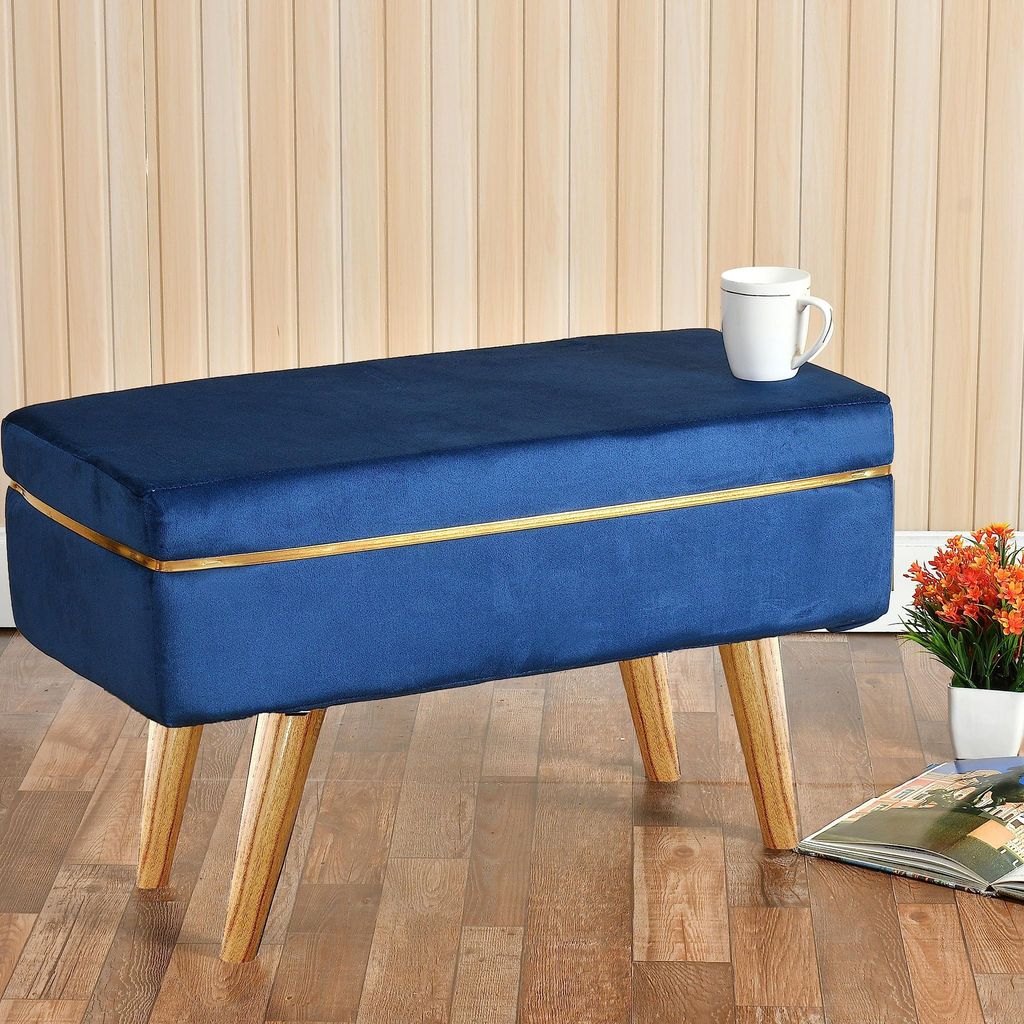 Shadowkart Pouffes Bench Sitting Stool for Living Room Patio Kitchen Bench Puffy Wooden Mudda Ottoman Stools Poof Footstool Pouf for Office Home Decor, 64x33x45 cm