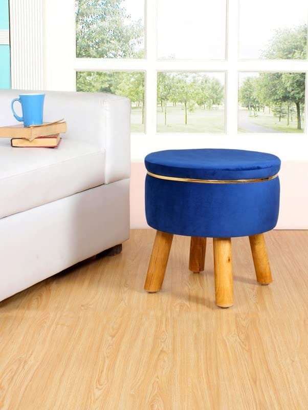 ShadowKart Pouffes Sitting Stool for Living Room, Mudda Puffy Wooden Ottoman Stools, Pouffe Footstool, Pouf for Office Home Decoration & Dressing Table, 16x16x18 Inch Combo