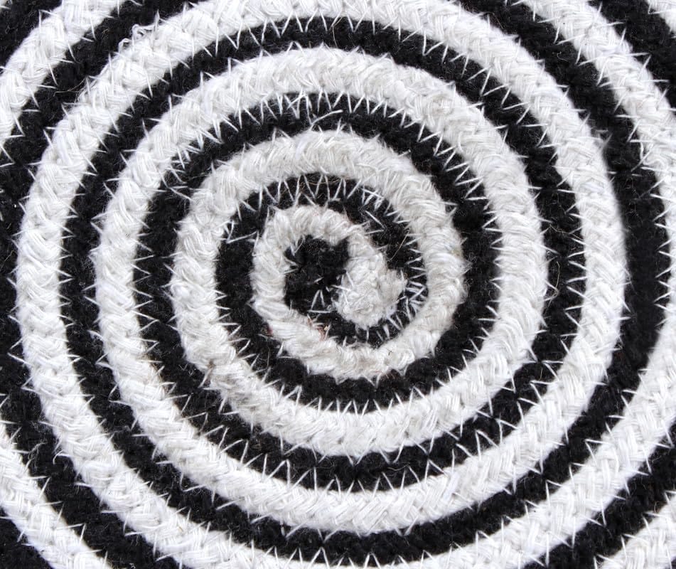 ShadowKart Jute Pouffes Sitting Stool for Living Room Puffy Wooden Ottoman Stools Cotton Knitted Pouf Footstool for Office Home Decor, 42x42x43Cm