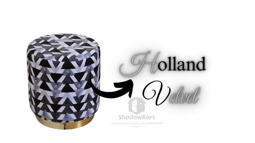 Shadowkart Ottoman Stool for Living Room | Metal Pouffes for Sitting Printed Ottoman | Foot Rest Wooden Ottoman Foot stools | Make up Dressing Side Table, Metal Combo 17 Inch Height