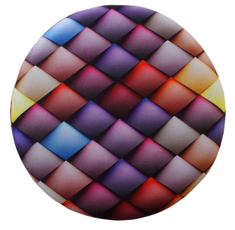 Shadowkart Ottoman Stool for Living Room | Metal Pouffes for Sitting Printed Ottoman | Foot Rest Wooden Ottoman Foot stools | Make up Dressing Side Table, Metal Combo 17 Inch Height