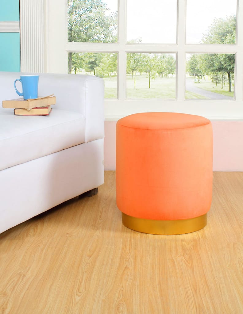 ShadowKart Sitting Stool Ottoman Pouffes for Living Room Sitting Bench Furniture Wooden Footrest Pouf Seat Puffy Foam Small Foot Stool for Office Home Decor, 16x16x18 Inch