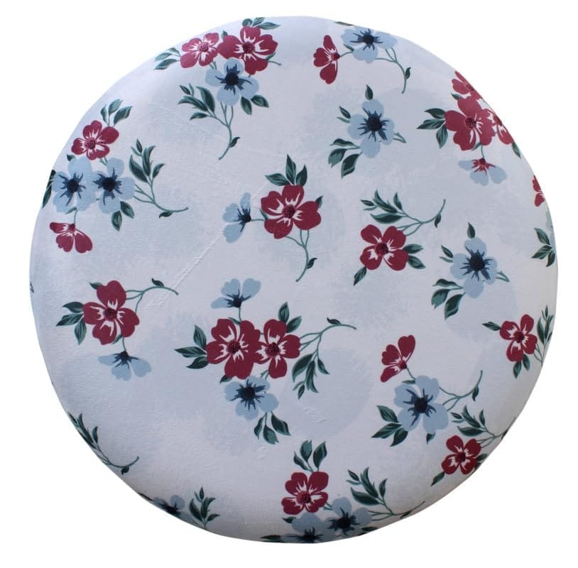 Shadowkart Ottoman Stool for Living Room | Metal Pouffes for Sitting Printed Ottoman | Foot Rest Wooden Ottoman Foot stools | Make up Dressing Side Table, 17 Inch Height