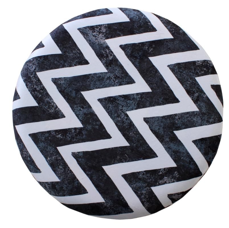 Shadowkart Ottoman Stool for Living Room | Metal Pouffes for Sitting Printed Ottoman | Foot Rest Wooden Ottoman Foot stools | Make up Dressing Side Table, 17 Inch Height