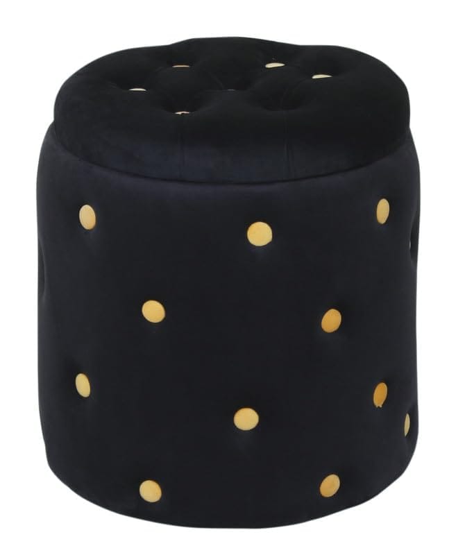 Shadowkart Pouffes Sitting Stool for Living Room, Make up Table Mudda Puffy Wooden Ottoman Stools, Pouffe Footstool for Room Decoration & Dressing Table Storage Drum, 16x16x18 Inch