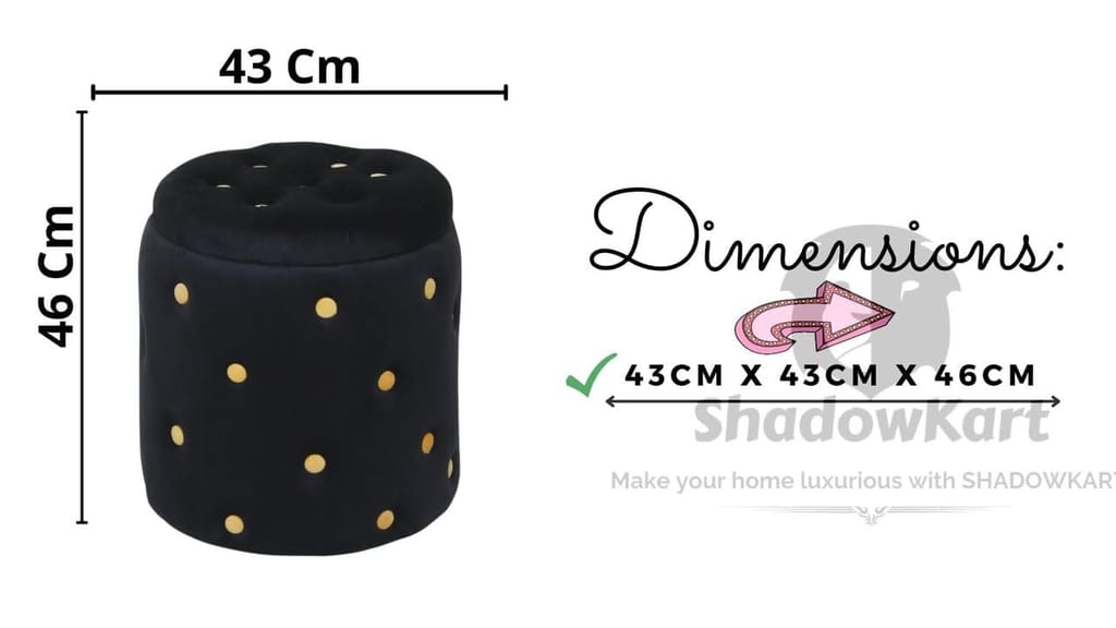 Shadowkart Pouffes Sitting Stool for Living Room, Make up Table Mudda Puffy Wooden Ottoman Stools, Pouffe Footstool for Room Decoration & Dressing Table Storage Drum, 16x16x18 Inch