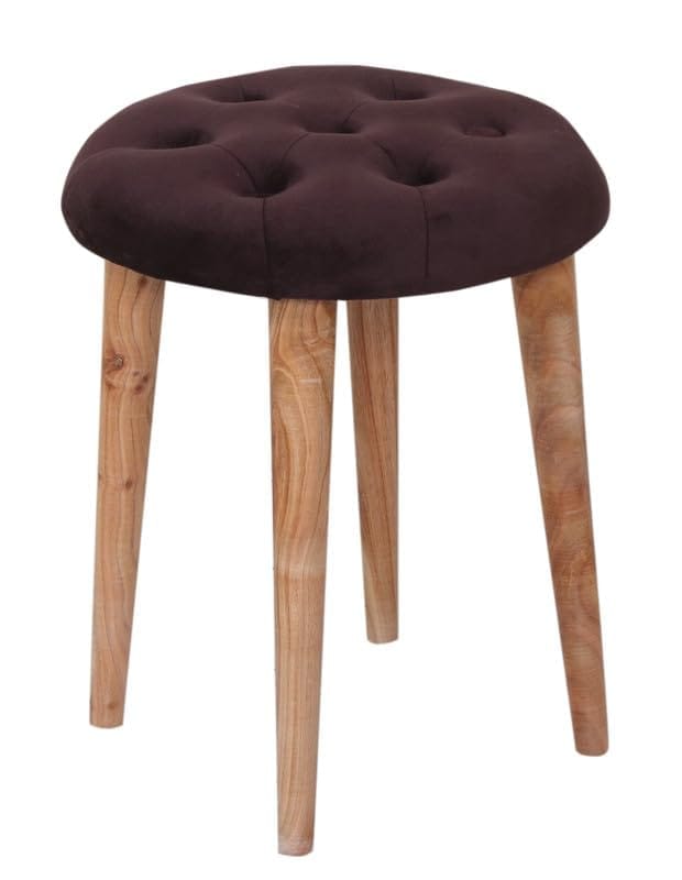 Shadowkart Pouffes Sitting Stool for Living Room, Make up Table Mudda Puffy Wooden Ottoman Stools, Pouffe Footstool, Pouf for Office Home Decoration & Dressing Table, 19x19x19 Inch, Pack of 2