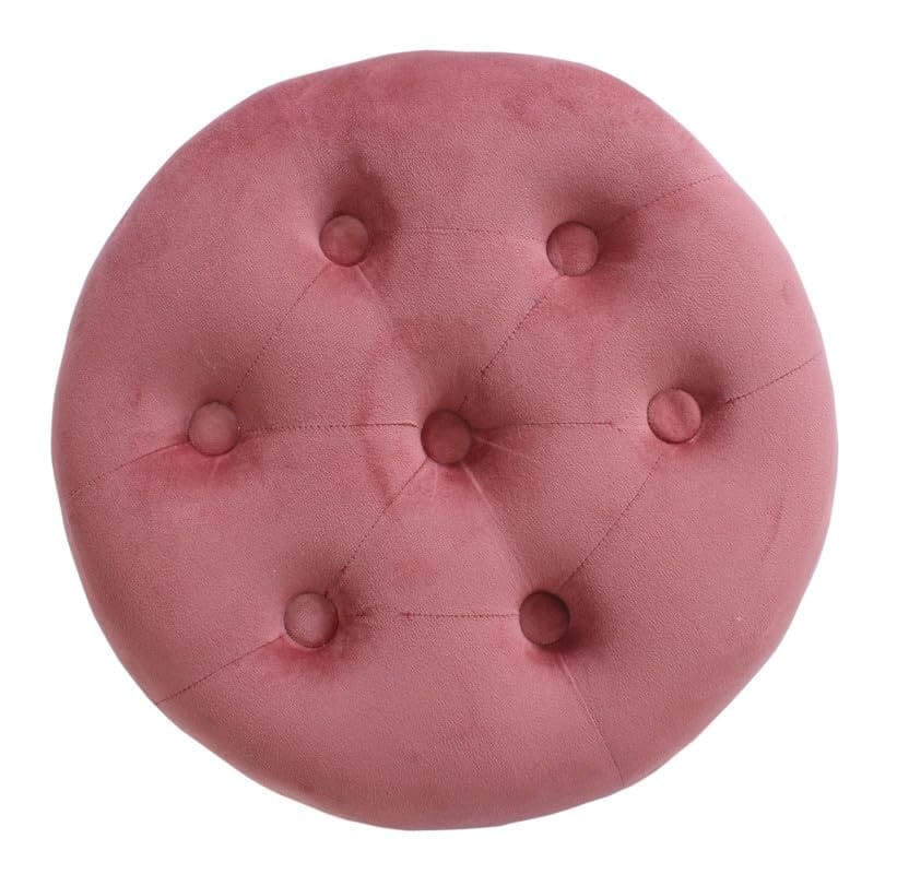 Shadowkart Pouffes Sitting Stool for Living Room, Make up Table Mudda Puffy Wooden Ottoman Stools, Pouffe Footstool, Pouf for Office Home Decoration & Dressing Table, 19x19x19 Inch, Pack of 2