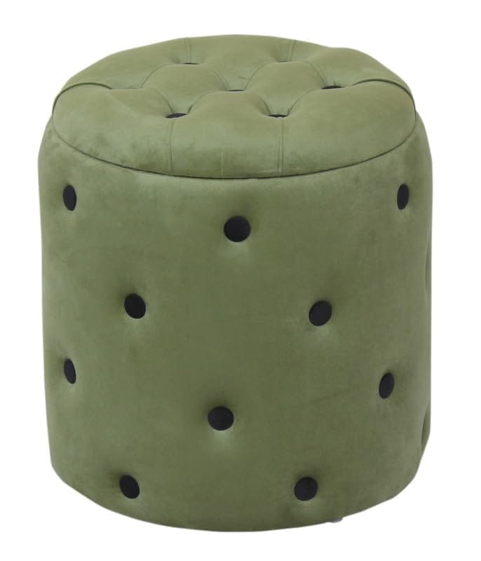 Shadowkart Pouffes Sitting Stool for Living Room, Make up Table Mudda Puffy Wooden Ottoman Stools, Pouffe Footstool for Room Decoration & Dressing Table Storage Drum, 16x16x18 Inch