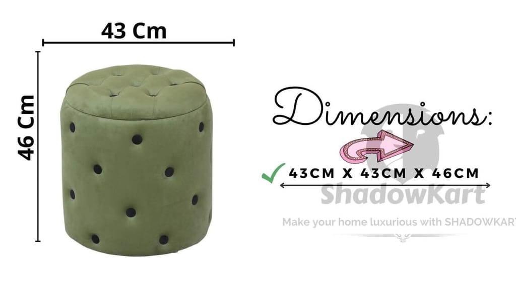 Shadowkart Pouffes Sitting Stool for Living Room, Make up Table Mudda Puffy Wooden Ottoman Stools, Pouffe Footstool for Room Decoration & Dressing Table Storage Drum, 16x16x18 Inch