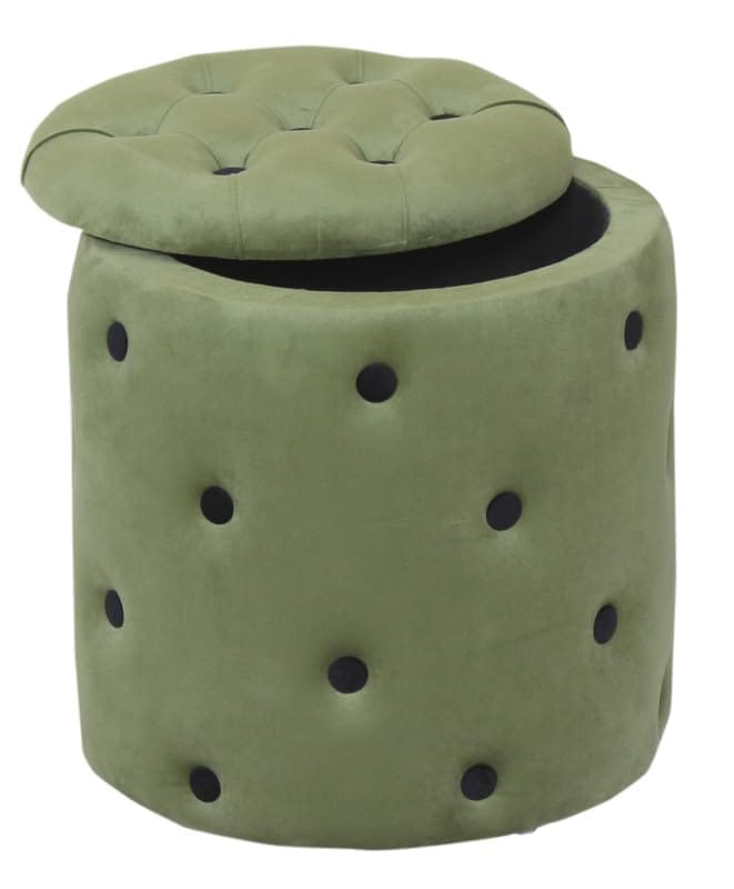 Shadowkart Pouffes Sitting Stool for Living Room, Make up Table Mudda Puffy Wooden Ottoman Stools, Pouffe Footstool for Room Decoration & Dressing Table Storage Drum, 16x16x18 Inch