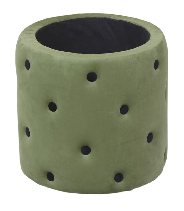 Shadowkart Pouffes Sitting Stool for Living Room, Make up Table Mudda Puffy Wooden Ottoman Stools, Pouffe Footstool for Room Decoration & Dressing Table Storage Drum, 16x16x18 Inch