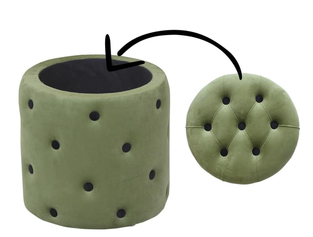 Shadowkart Pouffes Sitting Stool for Living Room, Make up Table Mudda Puffy Wooden Ottoman Stools, Pouffe Footstool for Room Decoration & Dressing Table Storage Drum, 16x16x18 Inch