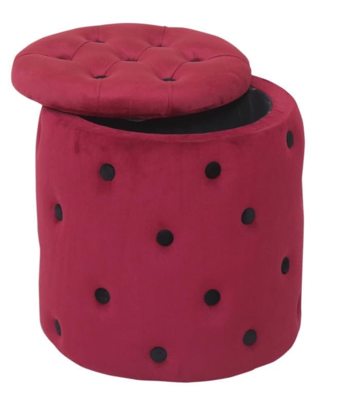 Shadowkart Pouffes Sitting Stool for Living Room, Make up Table Mudda Puffy Wooden Ottoman Stools, Pouffe Footstool for Room Decoration & Dressing Table Storage Drum, 16x16x18 Inch