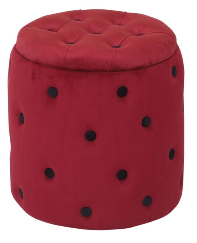 Shadowkart Pouffes Sitting Stool for Living Room, Make up Table Mudda Puffy Wooden Ottoman Stools, Pouffe Footstool for Room Decoration & Dressing Table Storage Drum, 16x16x18 Inch