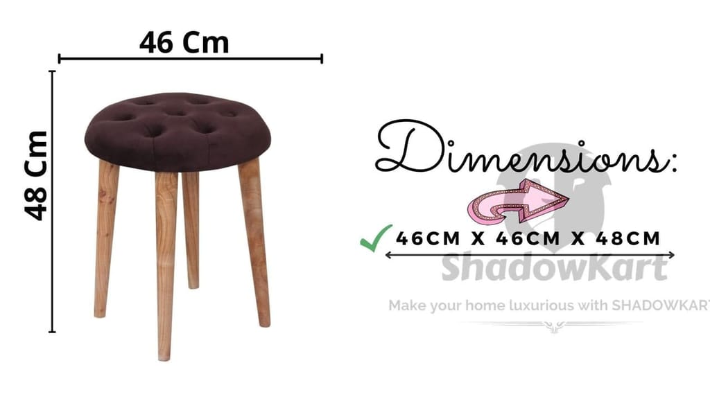 Shadowkart Pouffes Sitting Stool for Living Room, Make up Table Mudda Puffy Wooden Ottoman Stools, Pouffe Footstool, Pouf for Office Home Decoration & Dressing Table, 19x19x19 Inch, Pack of 2