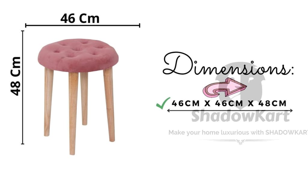 Shadowkart Pouffes Sitting Stool for Living Room, Make up Table Mudda Puffy Wooden Ottoman Stools, Pouffe Footstool, Pouf for Office Home Decoration & Dressing Table, 19x19x19 Inch, Pack of 2