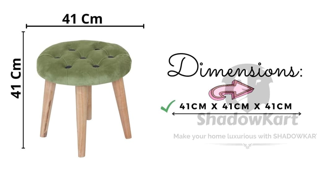 Shadowkart Pouffes Sitting Stool for Living Room, Make up Table Mudda Puffy Wooden Ottoman Stools, Pouffe Footstool, Pouf for Office Home Decoration & Dressing Table, 19x19x19 Inch, Pack of 2